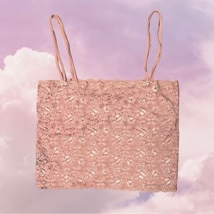 Vintage y2k lace baby pink top